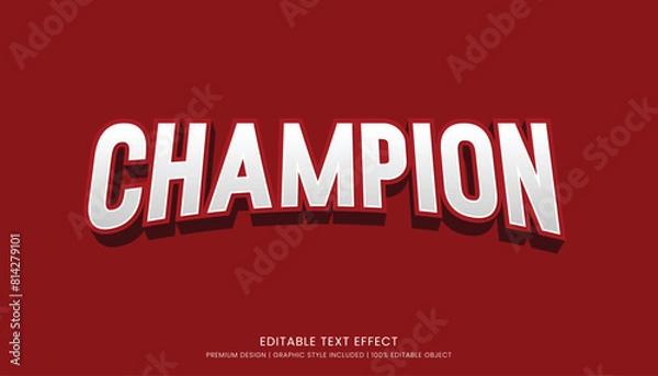 Fototapeta champion text effect template editable design for business logo and brand
