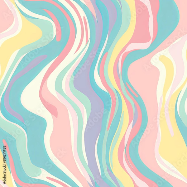 Fototapeta Seamless doodle pattern, colorful with pastel colors, digital paper for printing, graphic design, product designs, stickers and many more.	
