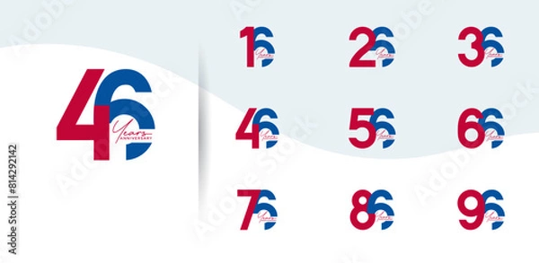 Fototapeta anniversary logo style set with blue and red color can be use for celebration moment