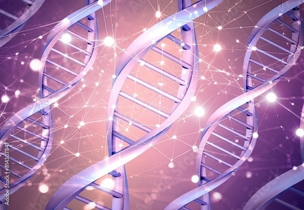 Fototapeta An array of violet  DNA structure Graph