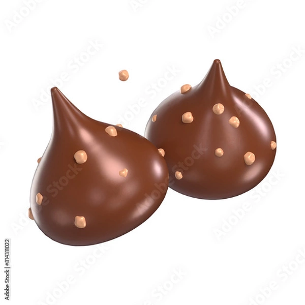Fototapeta Two Chocolate Kiss 3D Icon Chocolate with Transparent Background