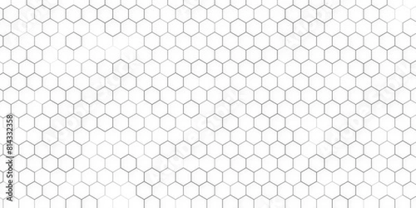 Fototapeta Abstract design element with geometric background of hexagons shape pattern. White and grey hexagon background. Realistic abstract honeycomb background. Vector illustration