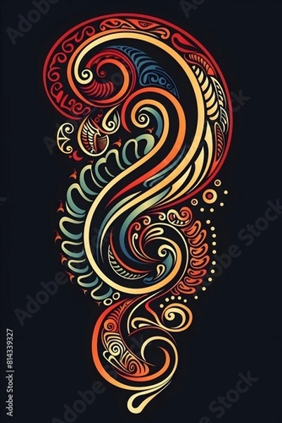 Fototapeta Maori Inspired Tattoo Design with Intricate Spiral Motifs and Vibrant Patterns Symbolizing Strength and Heritage