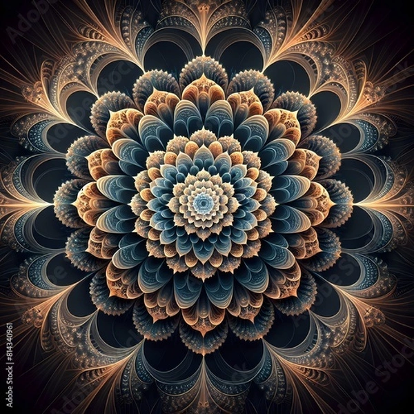 Fototapeta Abstract fractal. Fractal art background for creative design. Decoration for wallpaper, desktop, poster, cover booklet. Print for clothes, t-shirt. Creative illustration for design