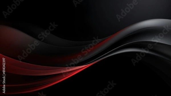 Fototapeta Abstract black background wallpaper with red wavy lines. Realistic 3d wallpaper 