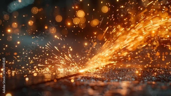 Fototapeta A photorealistic close-up of welding sparks at an automotive assembly line