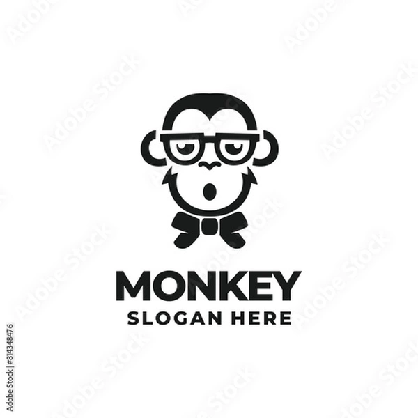 Obraz geek monkey head logo vector
