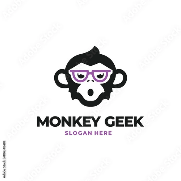 Obraz geek monkey head logo vector