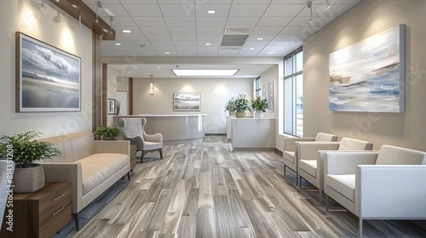 Fototapeta Inviting Urology Clinic Lobby with Contemporary Furnishings and Informational Displays