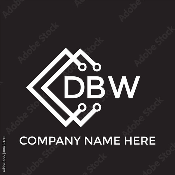 Fototapeta DBW letter technology logo design on black background. DBW creative initials letter IT logo concept. DBW setting shape design
