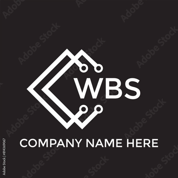 Fototapeta WBS letter technology logo design on black background. WBS creative initials letter IT logo concept. WBS setting shape design
