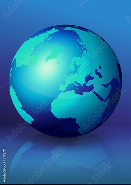 Fototapeta Globe terrestre bleu (reflet)