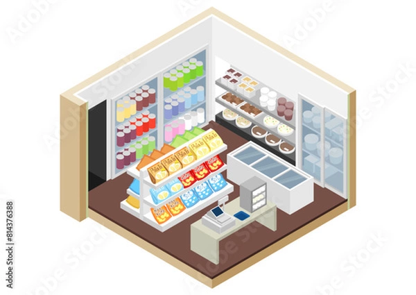 Obraz アイソメトリック　室内コンビニ