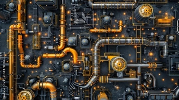 Fototapeta Market diversification flat design top view mining industry theme render vivid