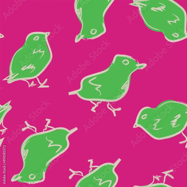 Fototapeta Colourful Pigeon Seamless Pattern Design