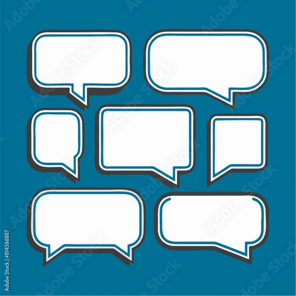 Fototapeta set of speech bubbles on blue background
