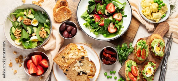 Obraz Summer table with various food.