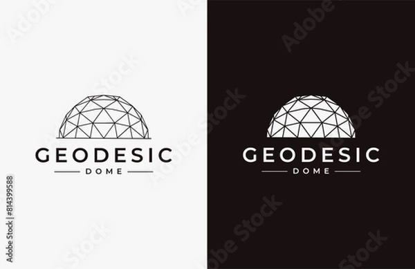 Fototapeta Set of Simple Geodesic dome logo icon vector on black and white background