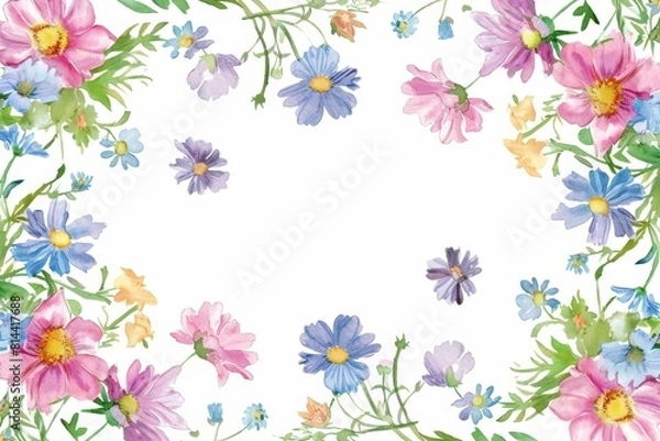 Fototapeta Whimsical Wildflower Frame for Dreamy Decor Generative AI