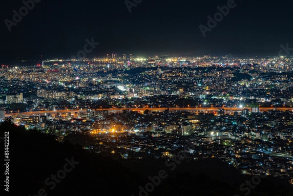 Fototapeta 油山片江展望台から見る福岡市の夜景