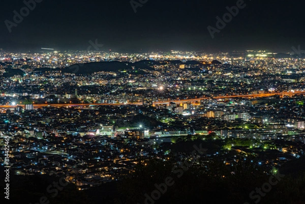 Fototapeta 油山片江展望台から見る福岡市の夜景