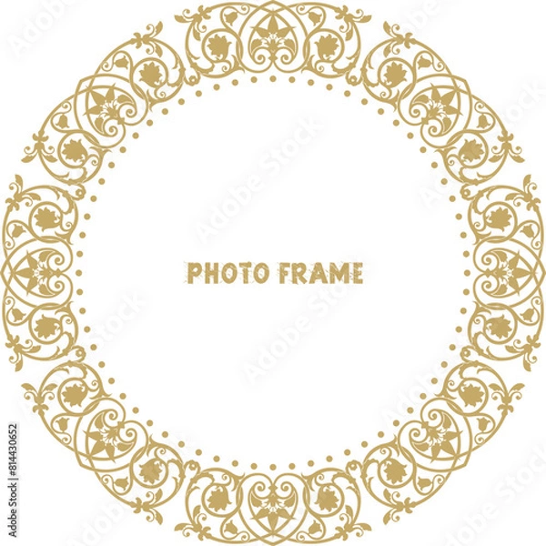 Fototapeta Photo frame with lace for paper cutting, Laser cut template collection. Set of abstract oval, round, square and rectangle frame with swirls, vector ornament. Laser cutting design. 