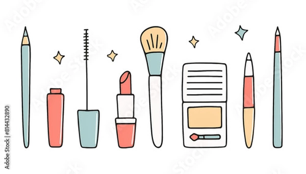 Fototapeta set of make up brushes
