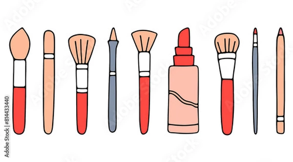 Fototapeta make up brushes isolated on white