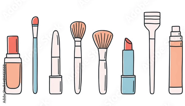 Obraz make up brushes and lipstick