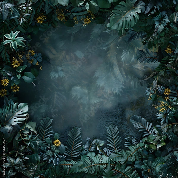 Fototapeta Nature background, abstract white frame in the leaves with copy space.