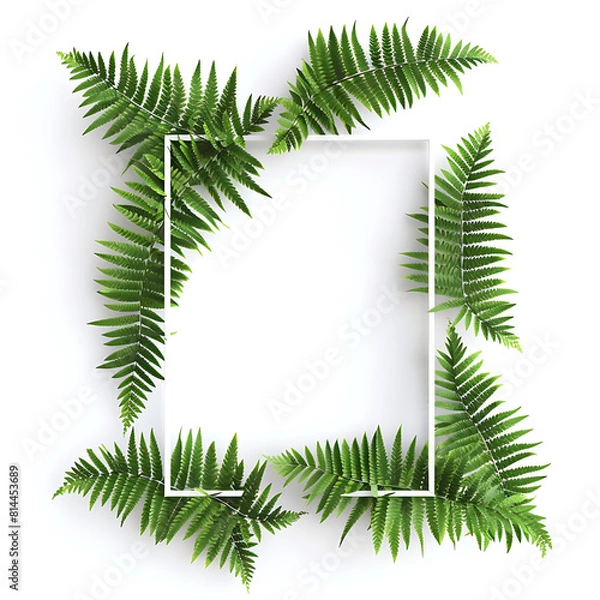 Fototapeta Nature background, abstract white frame in the leaves with copy space.