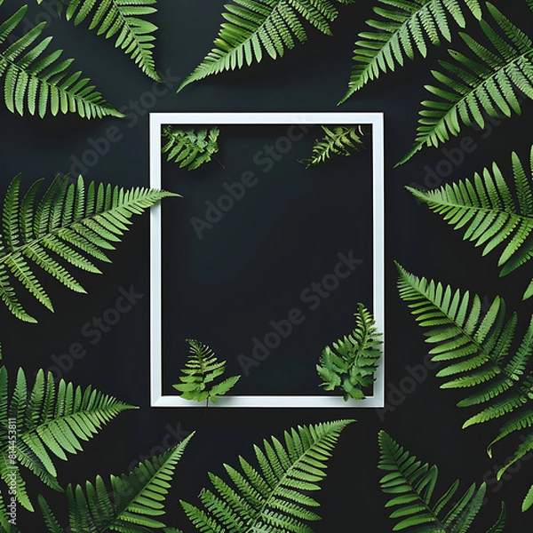 Fototapeta Nature background, abstract white frame in the leaves with copy space.