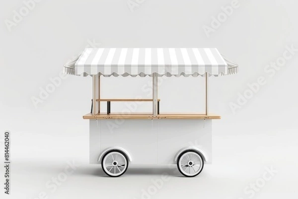 Fototapeta white street vending cart for mockup on white background