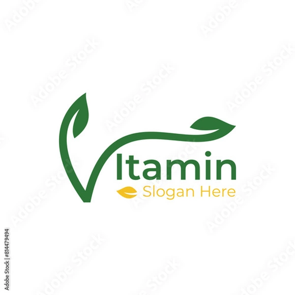 Fototapeta Leaf V Letter Logo. Vector design template for your app or company identity.