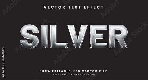 Fototapeta 3D Modern metallic Silver editable text style Template