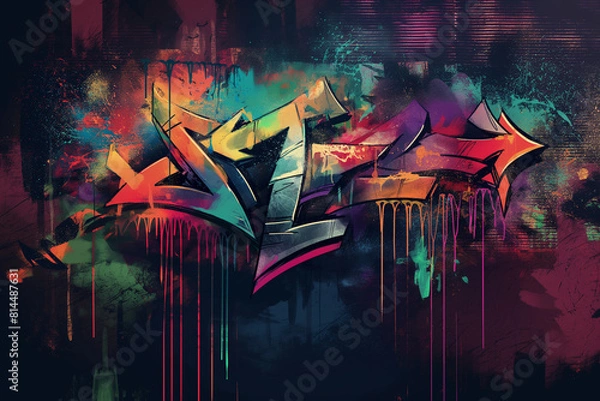 Obraz The graffiti on the wall is colorful and has a lot of spray paint