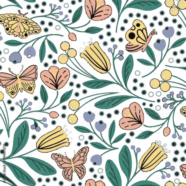 Fototapeta floral Pattern Design Art Blossom Illustration Vector Art , Suitable for fabric Textille Print