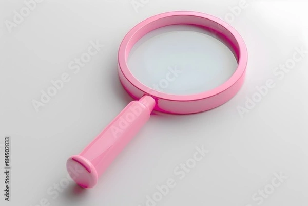 Fototapeta Magnifying Glass Icon in Pink for Application Interface and User Experience Designs