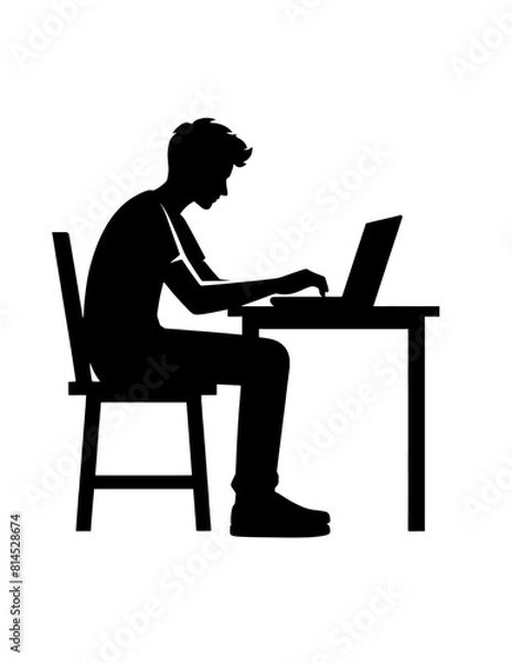 Fototapeta silhouette of student learning on the desk