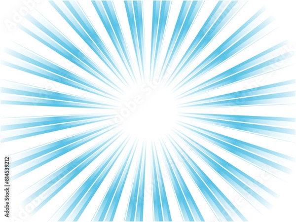 Fototapeta メタリックな水色の集中線背景素材