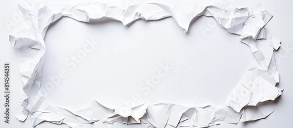 Fototapeta A torn paper is shown on a white background providing space for text. with copy space image. Place for adding text or design