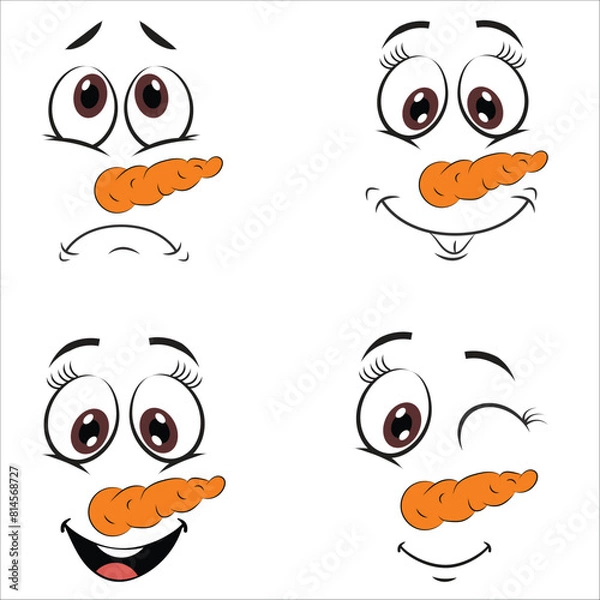 Obraz set of cute snowman emojis 