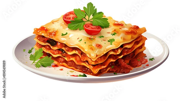 Fototapeta Vegetable lasagna with a transparent background.