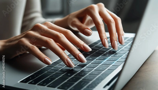 Obraz person typing on a laptop