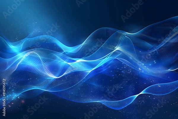 Obraz Blue abstract digital backdrop featuring glowing lines and waves.