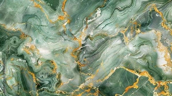 Obraz Smaragd grüner Edelstein mit goldener Ader, marmorierter Hintergrund 
