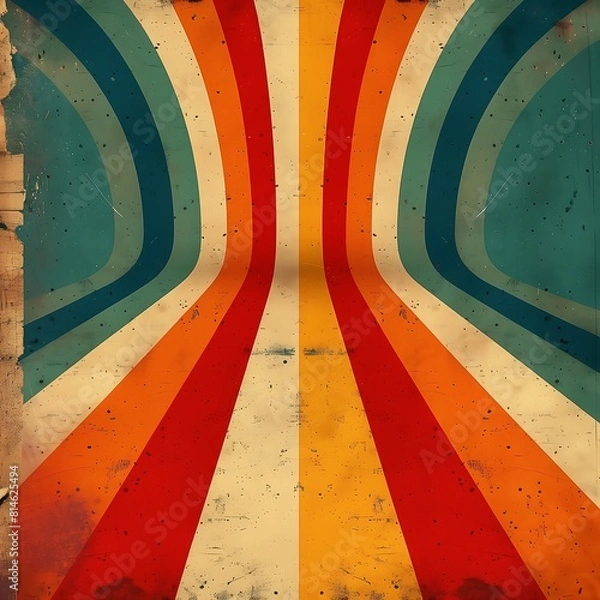 Fototapeta Retro groovy background. 70's vibes vector design. trendy and funky retro wallpaper