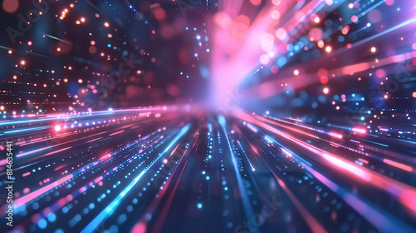 Fototapeta Abstract futuristic background with colorful rays and glowing lines