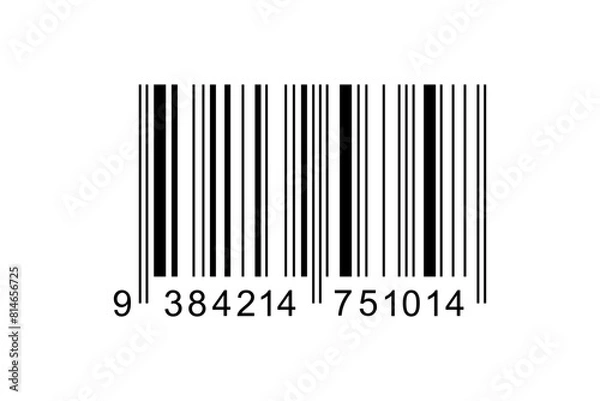 Fototapeta Bar code label template isolated on white background. Barcode icon. Visual data digital representation with product information. Vector graphic illustration