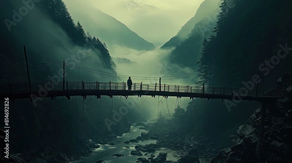 Obraz Misty mountain bridge
